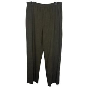 Vintage Zoran Womens Pants Size L Brown 100% Wool Straight Elastic Waist Italy